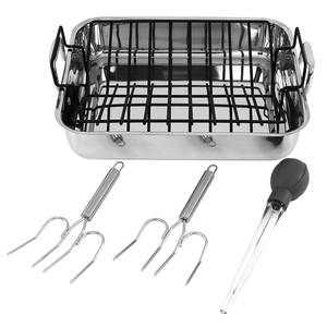 Stainless Steel Roaster w/ Baster & Turkey Lifters