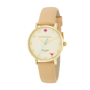 5 O Clock Metro Vachetta Leather Strap Watch Cream Dial