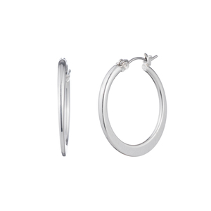 Silver-Tone Small Knife Edge Hoop Earrings