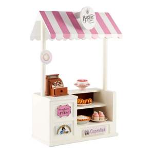 The Queen's Treasures Bake Concession Shoppe & Changeable Signs for 18" American Girl  Doll Table, canopy, register, money