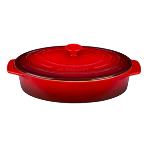 3.75 Qt. Classic Stoneware Covered Oval Casserole Cherry