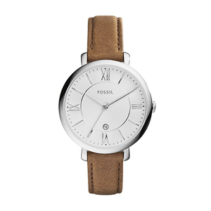 Ladies Jacqueline Brown Leather Strap Watch White Dial