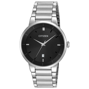 Mens Quartz Stainless Steel Watch Black Dial