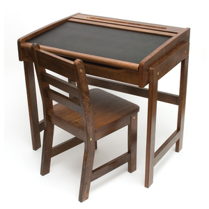 Lipper International Child's Desk w/Chalkboard Top & Chair – Walnut