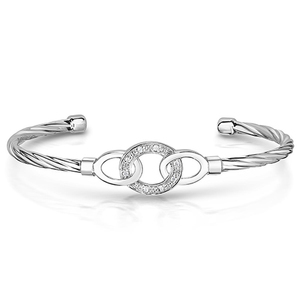 Diamond Silver Cuff Bracelet