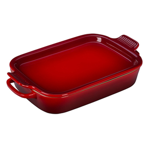 2.75 Qt Rectangular Stoneware Dish w/ Platter Lid Cerise