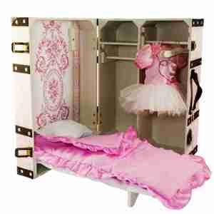 The Queen's Treasures 18" Doll Clothes Storage Trunk Suitcase  Doll Bed  Bedding  Hangers Fits American Girl  Furniture Pk