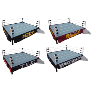 WWE PACKAGE DEAL 4 Ring Skirts (NXT, TLC, WrestleMania 20, Royal Rumble) - Toy Wrestling Figure Ringside Exclusive Accessories