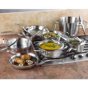 13 Pc. Contemporary Stainless Steel Cookware Set