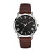 Mens Brown Leather Strap Watch Black Dial