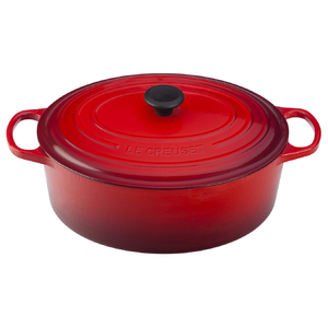 Signature Enameled Cast Iron 7 Qt Oval French Oven Cherry