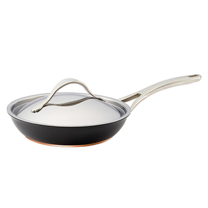 10" Nouvelle Copper Hard Anodized Skillet w/ Lid Gray