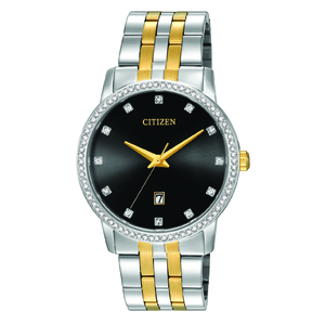 Mens Quartz Two-Tone Watch w/ Swarovski Crystals