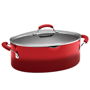 8qt Hard Enamel Pasta Pot w/ Pour Spout Red Gradient