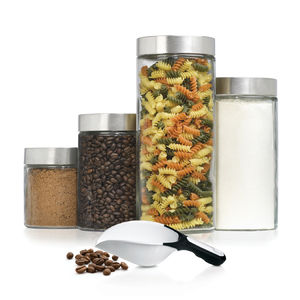 4 Pc Glass Cannister Set with Scoop