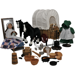The Queen's Treasures Complete Little House on the Prairie® 18 Inch Laura Ingalls Doll and 42 Pc Wagon, Sleigh, Horses, & Prairie Accessory Set