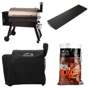 Bronze Pro Series 34 Pellet Grill w/ Hardwood Pellets Grill Cover & Front Shelf