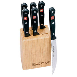 Gourmet 7 Pc. Steak Knife Set w/Wood Block